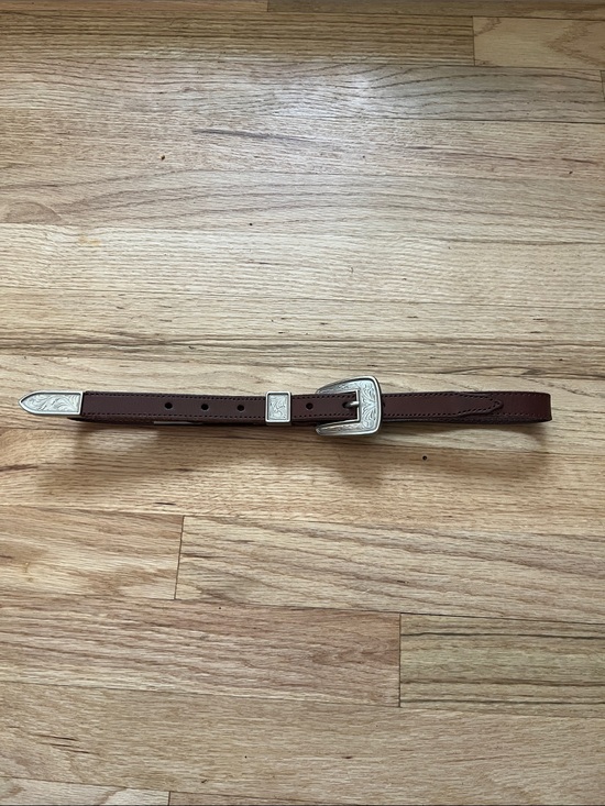 J. Crew Accessories - J. Crew Brown Leather Western-Style Women's Belt with Silver Buckle